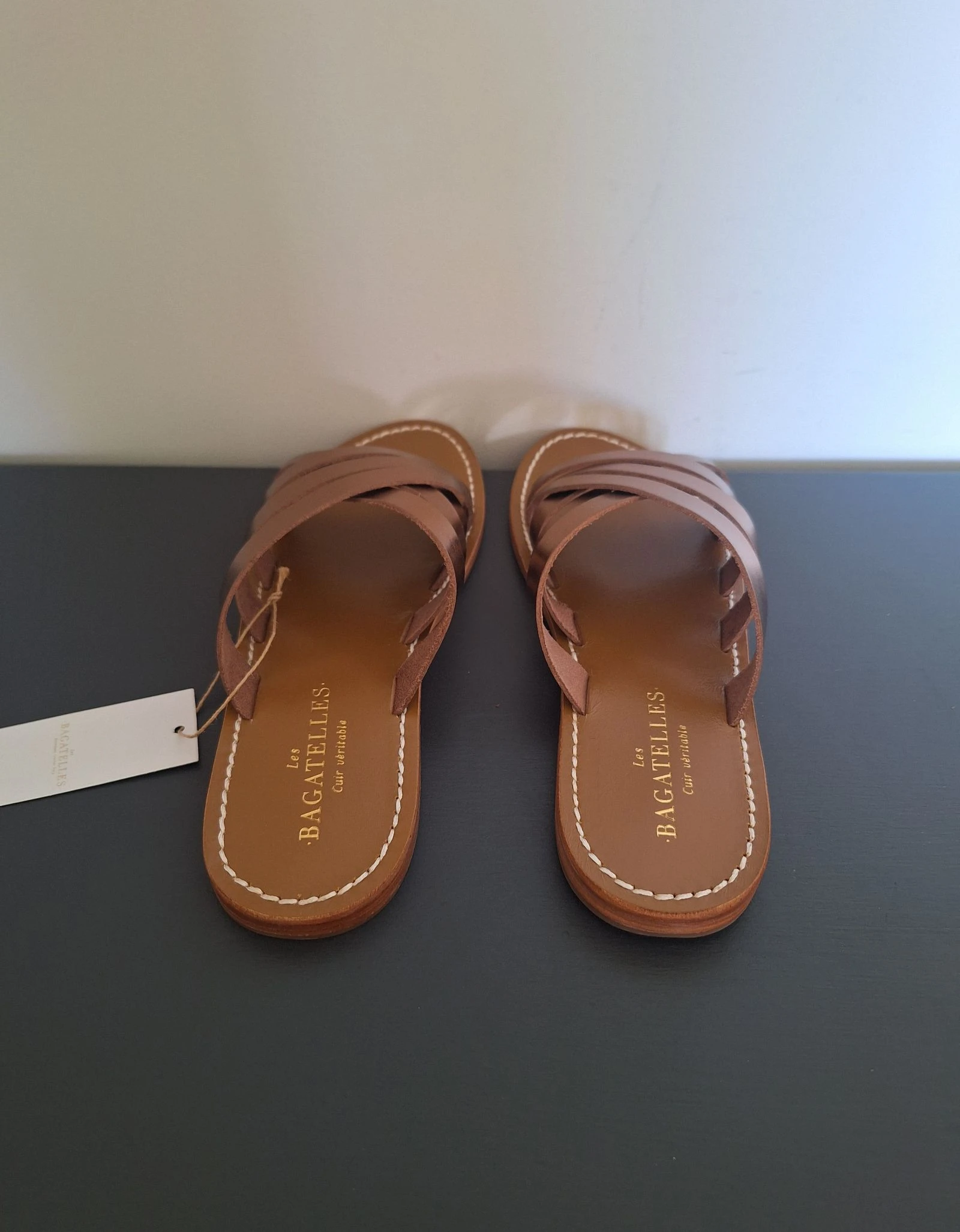 Les Bagatelles sandálias / chinelas de couro bronze / marrom tamanho 39 – photo 6